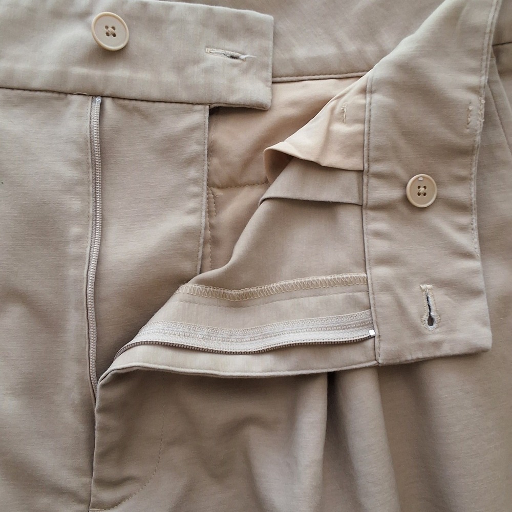 Lauren Ralph Lauren Khaki Pleated Wide Leg Cuffed Trousers Pants Tan Womens 16 - Picture 13 of 13